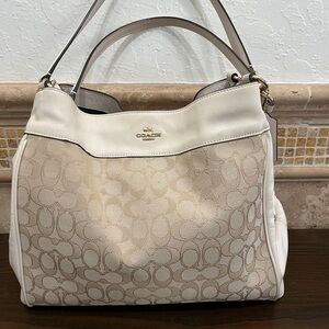 Coach Lexi  Shoulder Bag Cream Leather & Tan Monogram Pattern